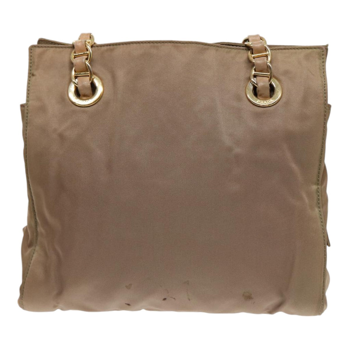Luxury Prada Chain Shoulder Bag Nylon Beige Gold  90334