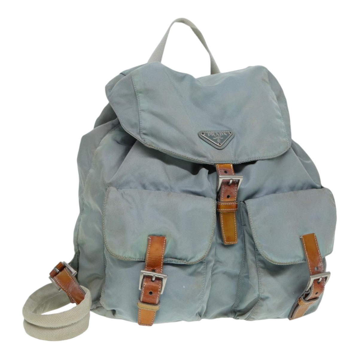 Luxury Prada Backpack Nylon Light Blue Silver  90336
