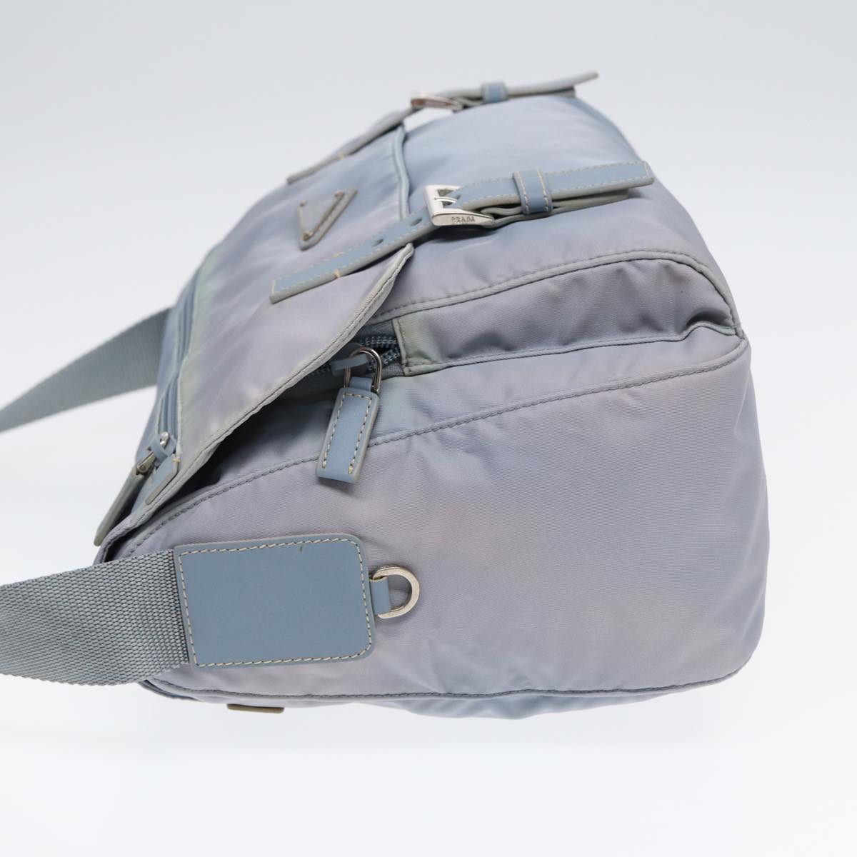 Luxury Prada Shoulder Bag Nylon Light Blue Silver  90337