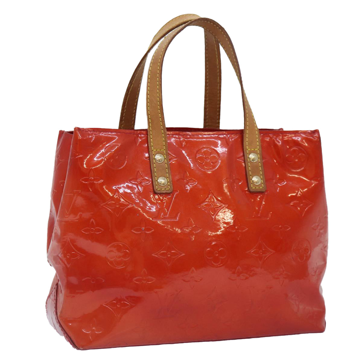 LOUIS VUITTON Monogram Vernis Reade PM Hand Bag Red Rouge M91088 LV 90375