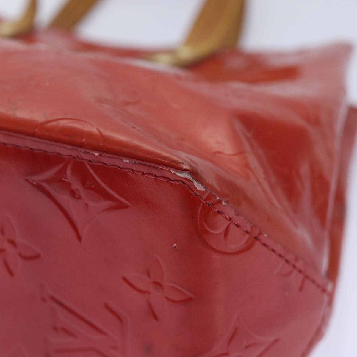 LOUIS VUITTON Monogram Vernis Reade PM Hand Bag Red Rouge M91088 LV 90375