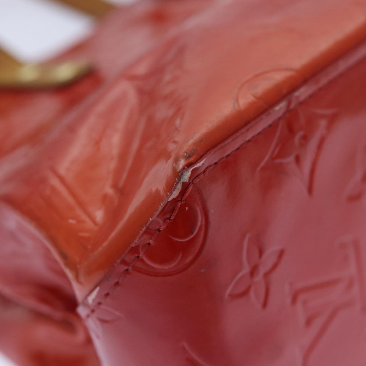LOUIS VUITTON Monogram Vernis Reade PM Hand Bag Red Rouge M91088 LV 90375