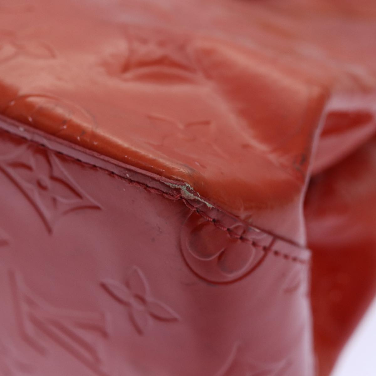 LOUIS VUITTON Monogram Vernis Reade PM Hand Bag Red Rouge M91088 LV 90375
