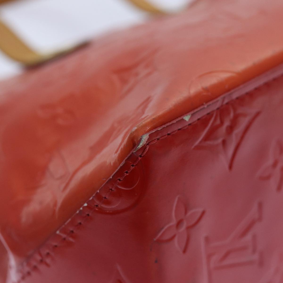 LOUIS VUITTON Monogram Vernis Reade PM Hand Bag Red Rouge M91088 LV 90375