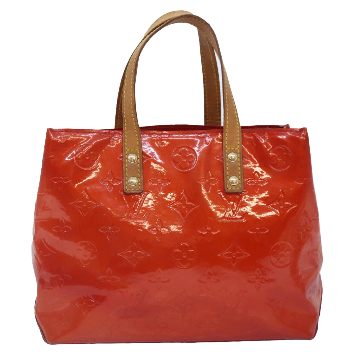 LOUIS VUITTON Monogram Vernis Reade PM Hand Bag Red Rouge M91088 LV 90375