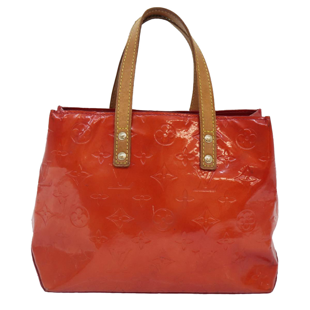 LOUIS VUITTON Monogram Vernis Reade PM Hand Bag Red Rouge M91088 LV 90375