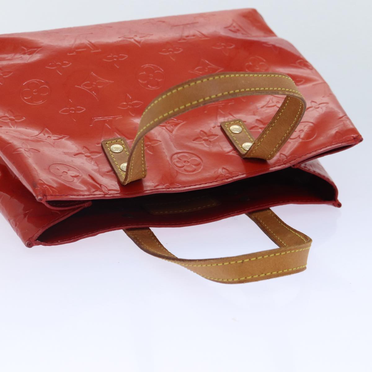 LOUIS VUITTON Monogram Vernis Reade PM Hand Bag Red Rouge M91088 LV 90375