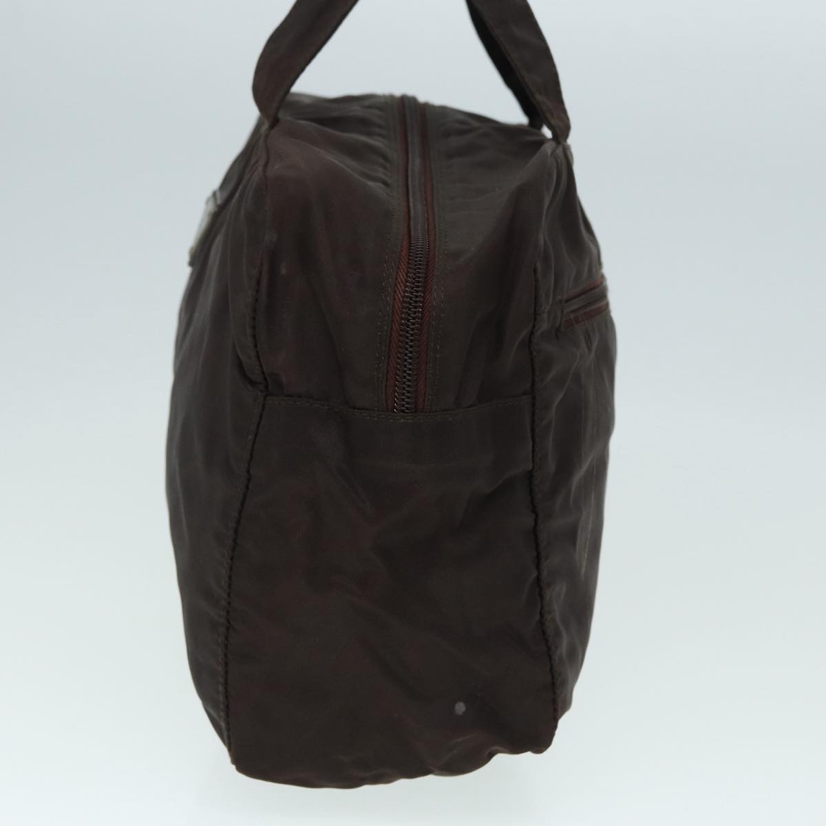 Luxury Prada Hand Bag Nylon Brown Silver  90376