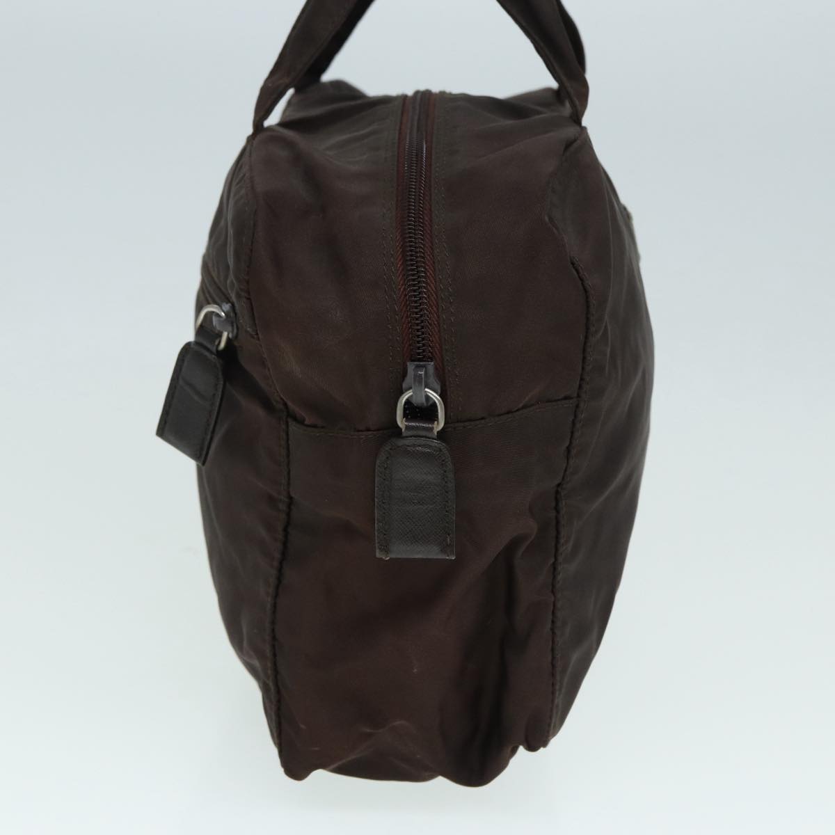 Luxury Prada Hand Bag Nylon Brown Silver  90376