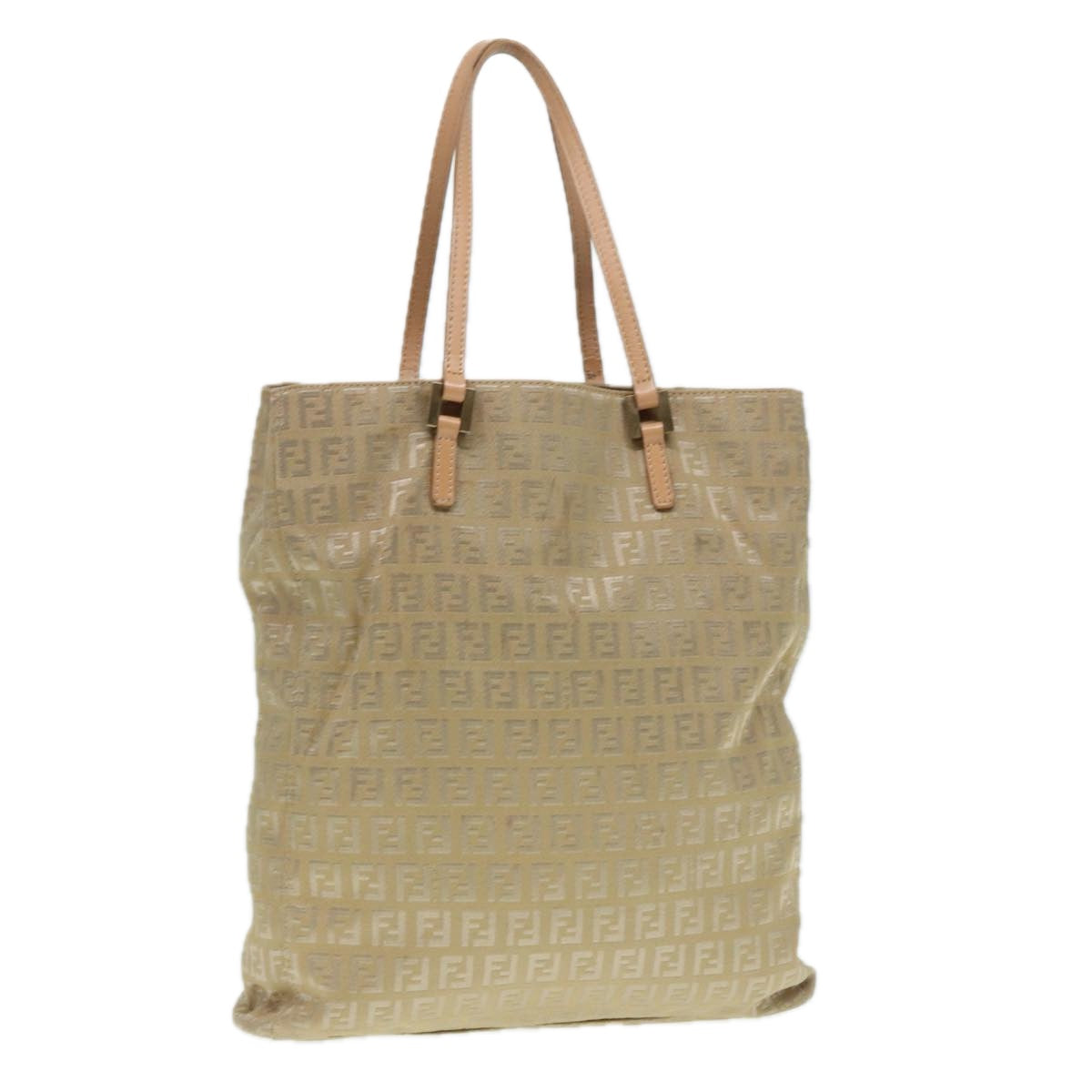 Luxury Fendi Zucchino Canvas Tote Bag Beige Gold90378