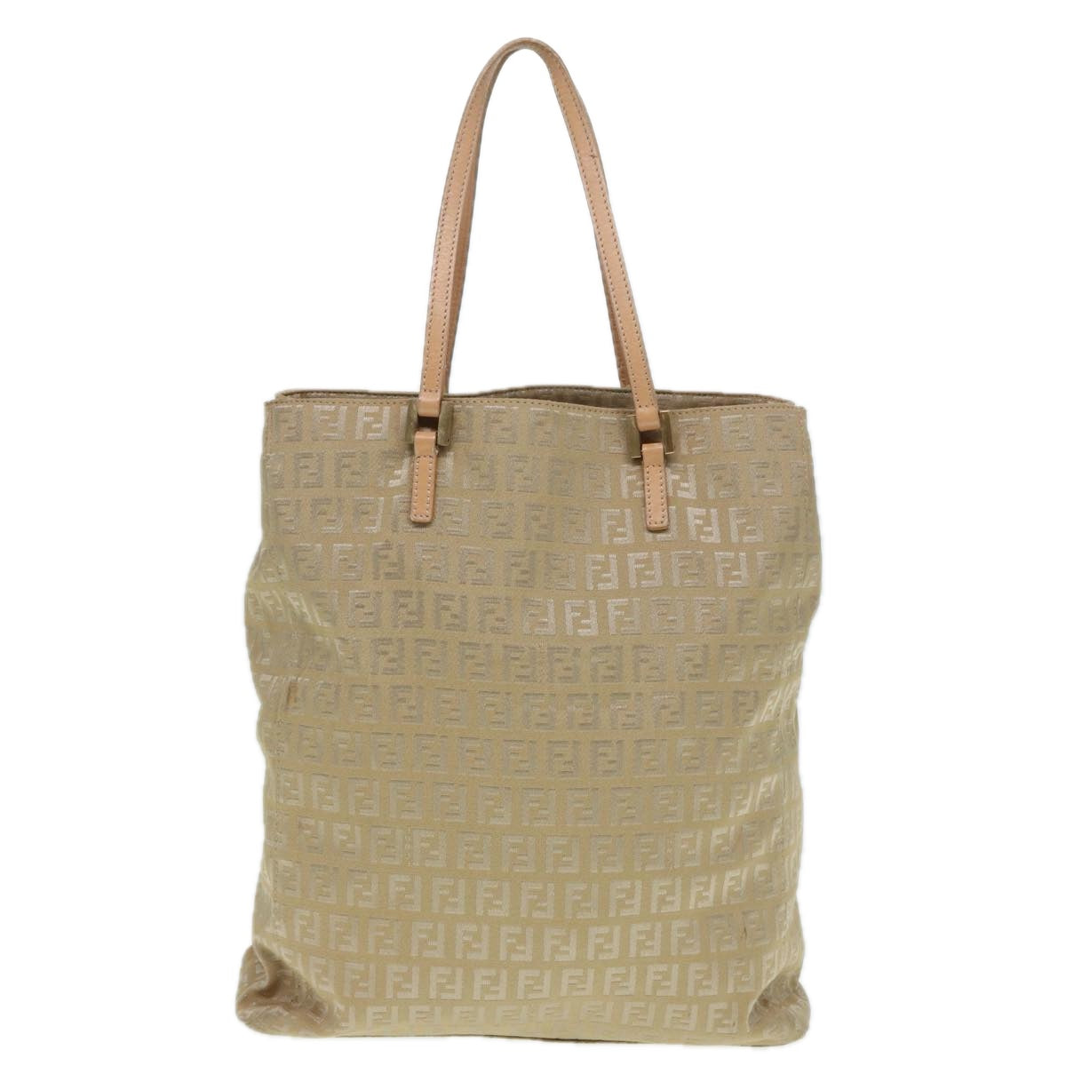 Luxury Fendi Zucchino Canvas Tote Bag Beige Gold90378