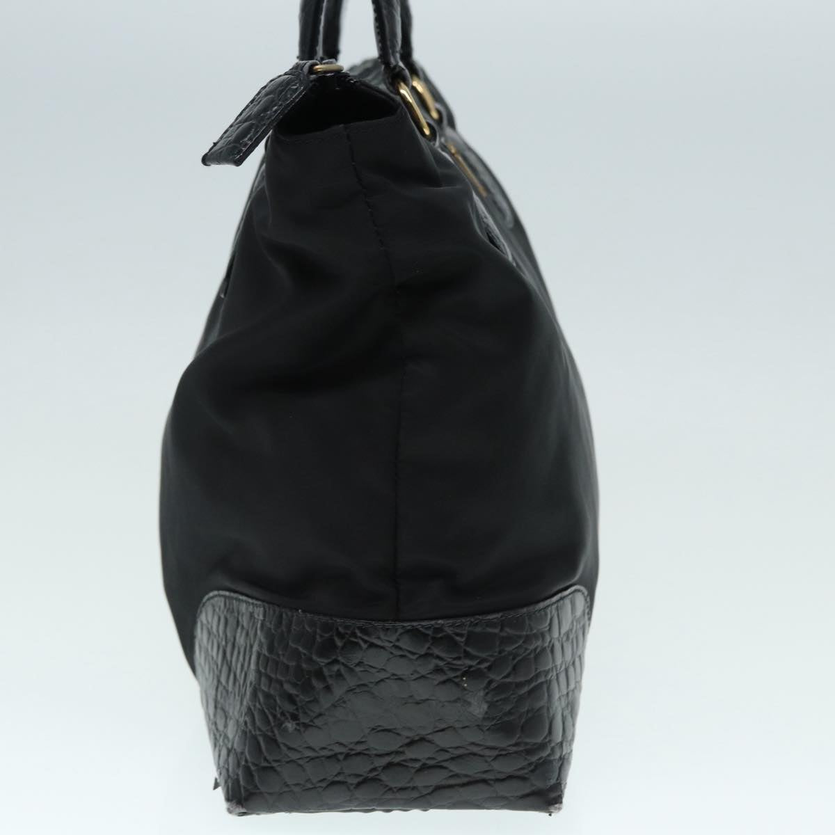 Luxury Prada Hand Bag Nylon Black Gold  90383