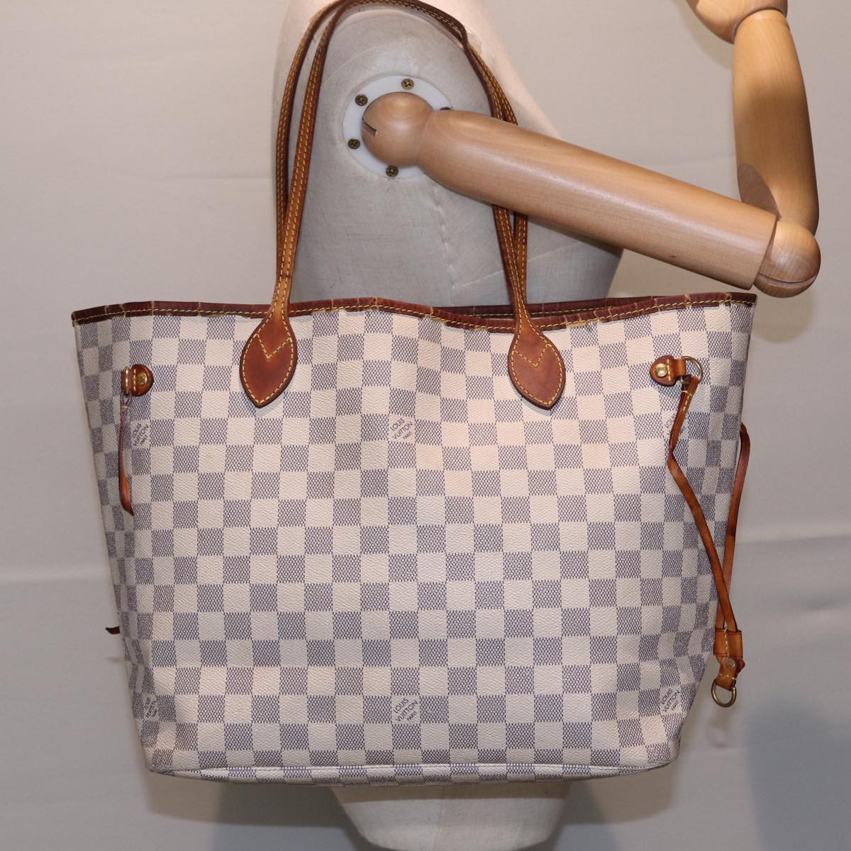 LOUIS VUITTON Damier Azur Neverfull MM Tote Bag N41605 LV 90391