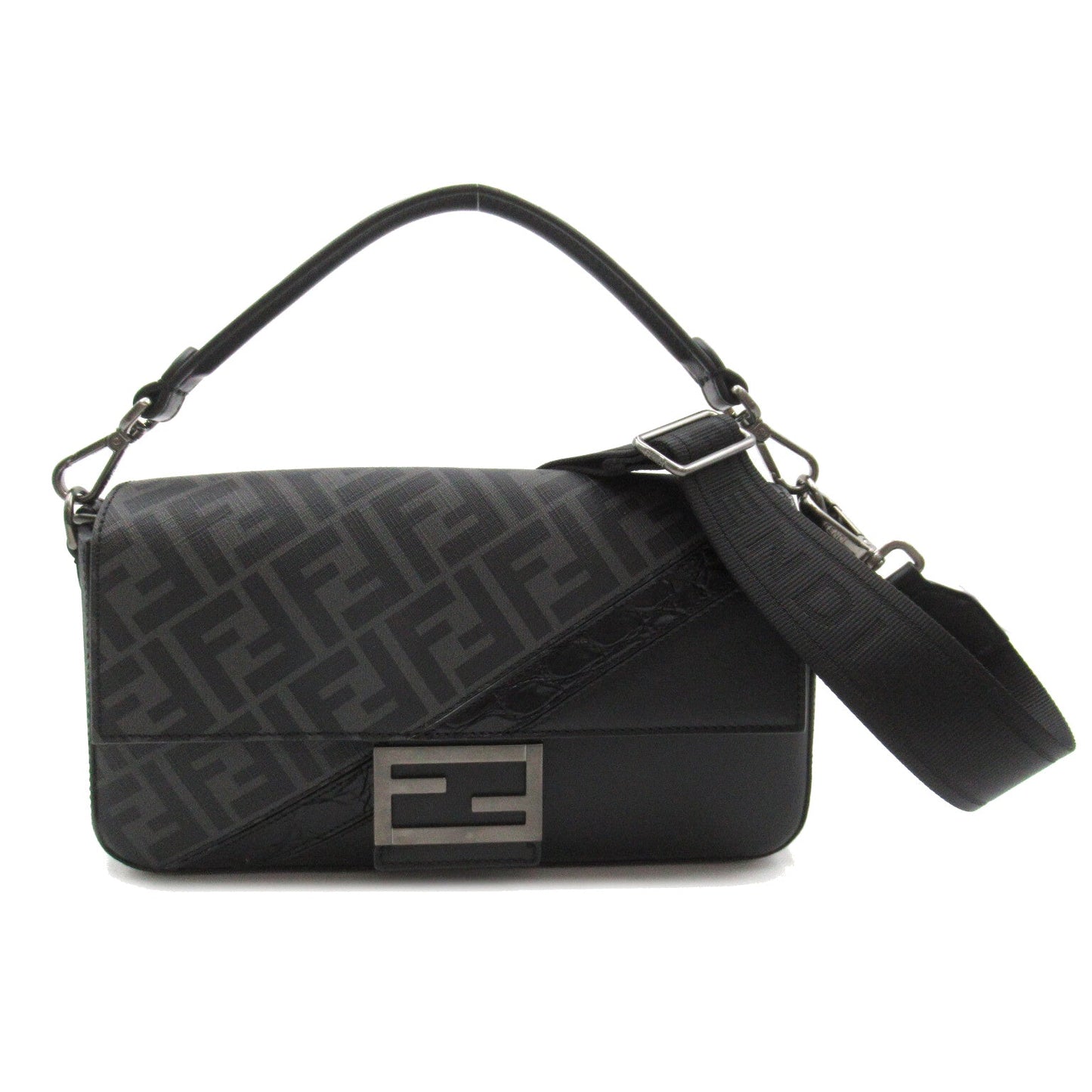 Luxury Fendi 2way shoulder bag Shoulder bag PVC Coated Canvas Leather Black