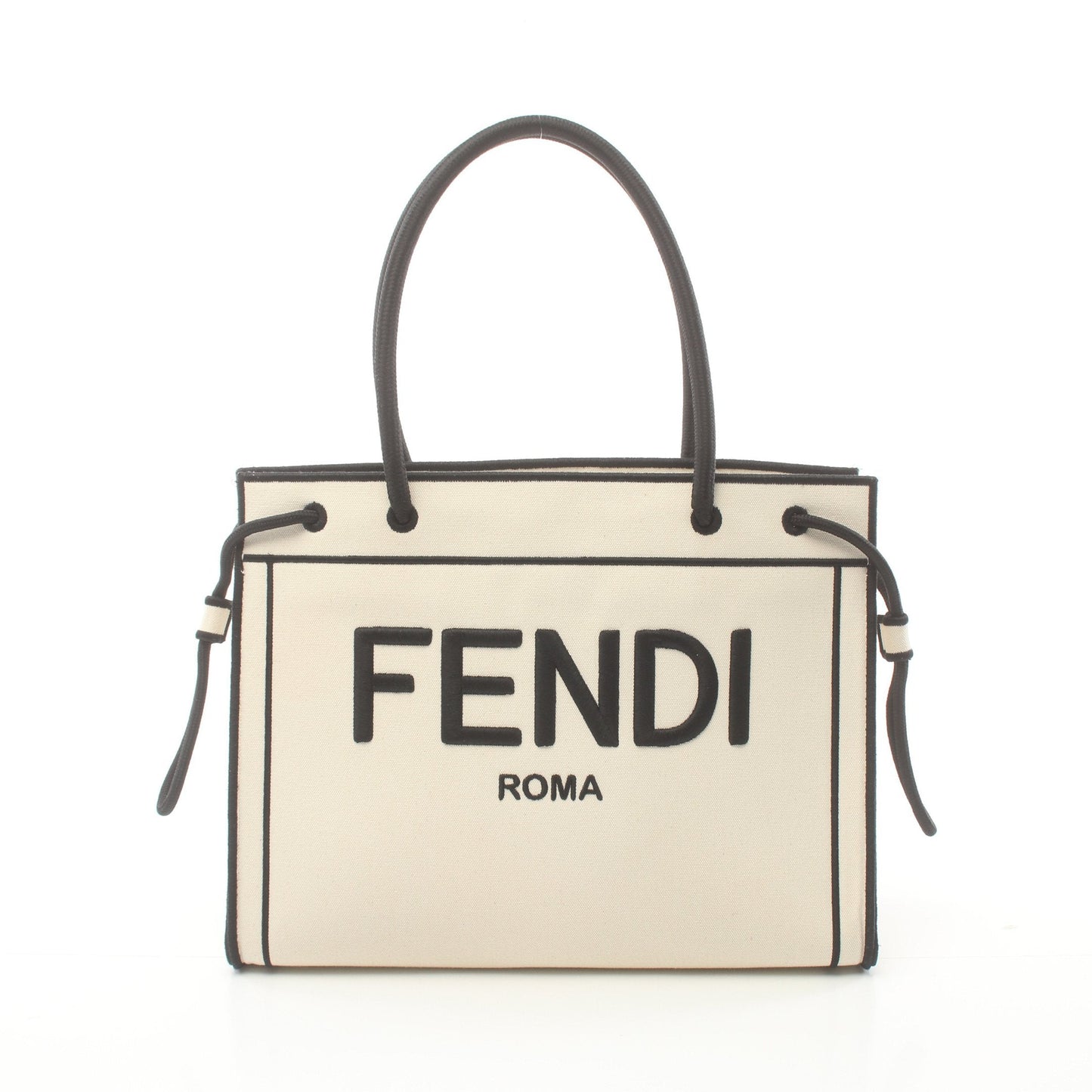 Luxury Fendi Shoulder bag Tote bag Canvas Off white Black Logo