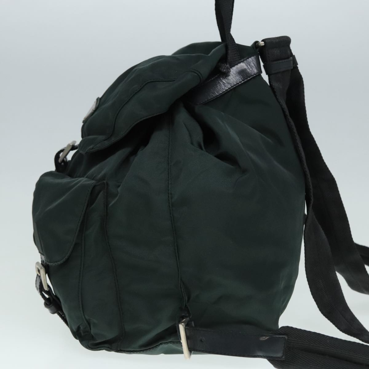 Luxury Prada Backpack Nylon Khaki Silver  90473