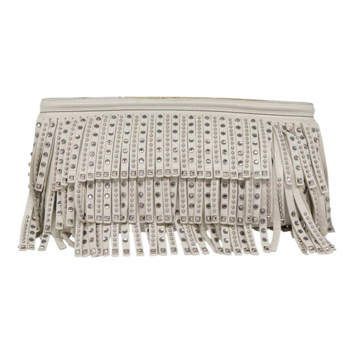 Luxury Prada beads Clutch Bag Leather White  90511