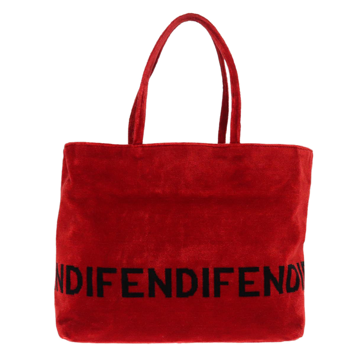 Luxury Fendi Tote Bag Corduroy Red Black Silver90542