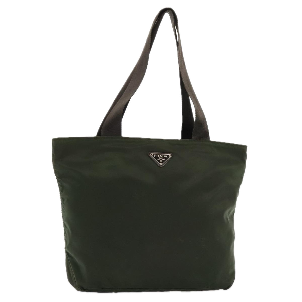 Luxury Prada Tote Bag Nylon Khaki Silver  90543