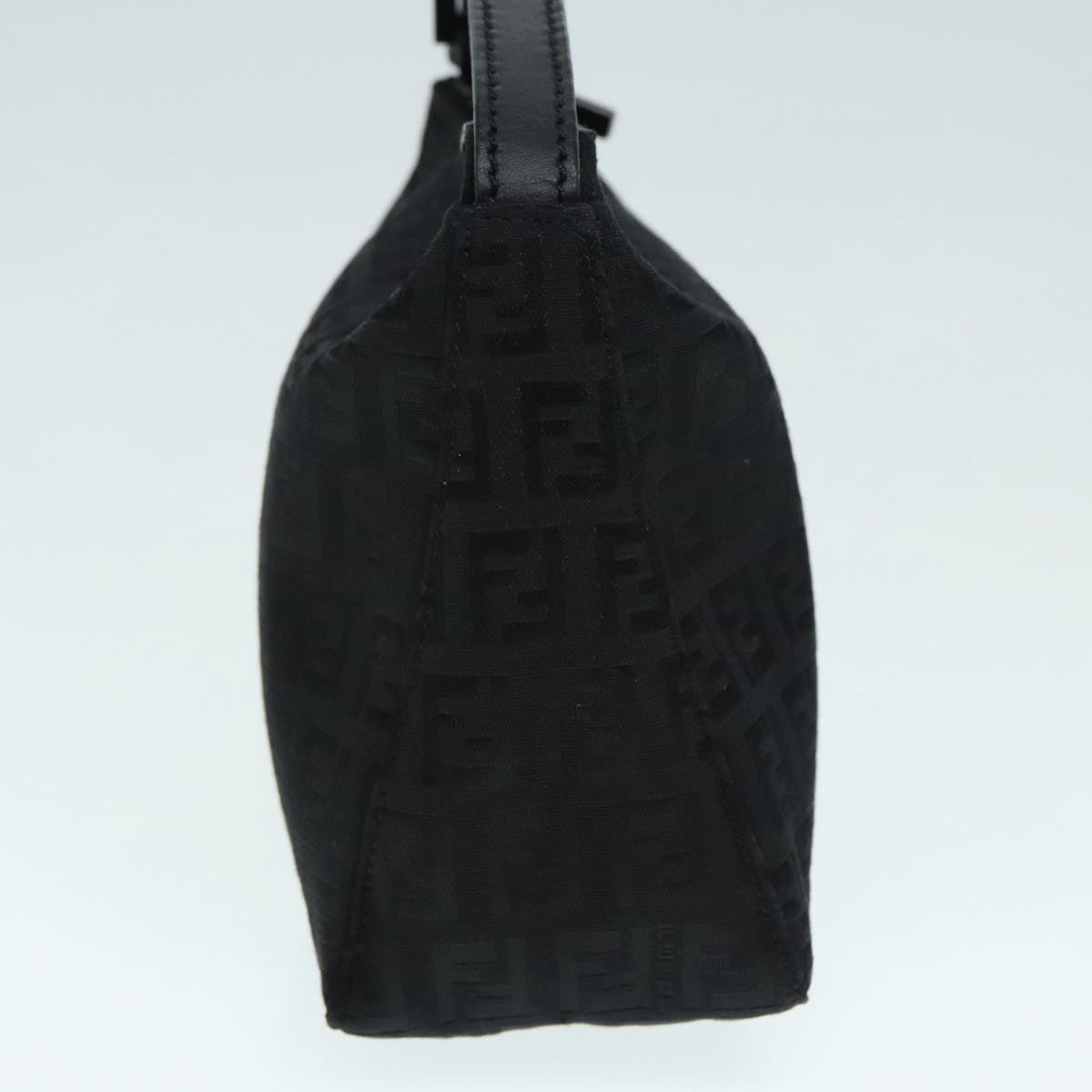Luxury Fendi Zucchino Canvas Hand Bag Black Silver90550