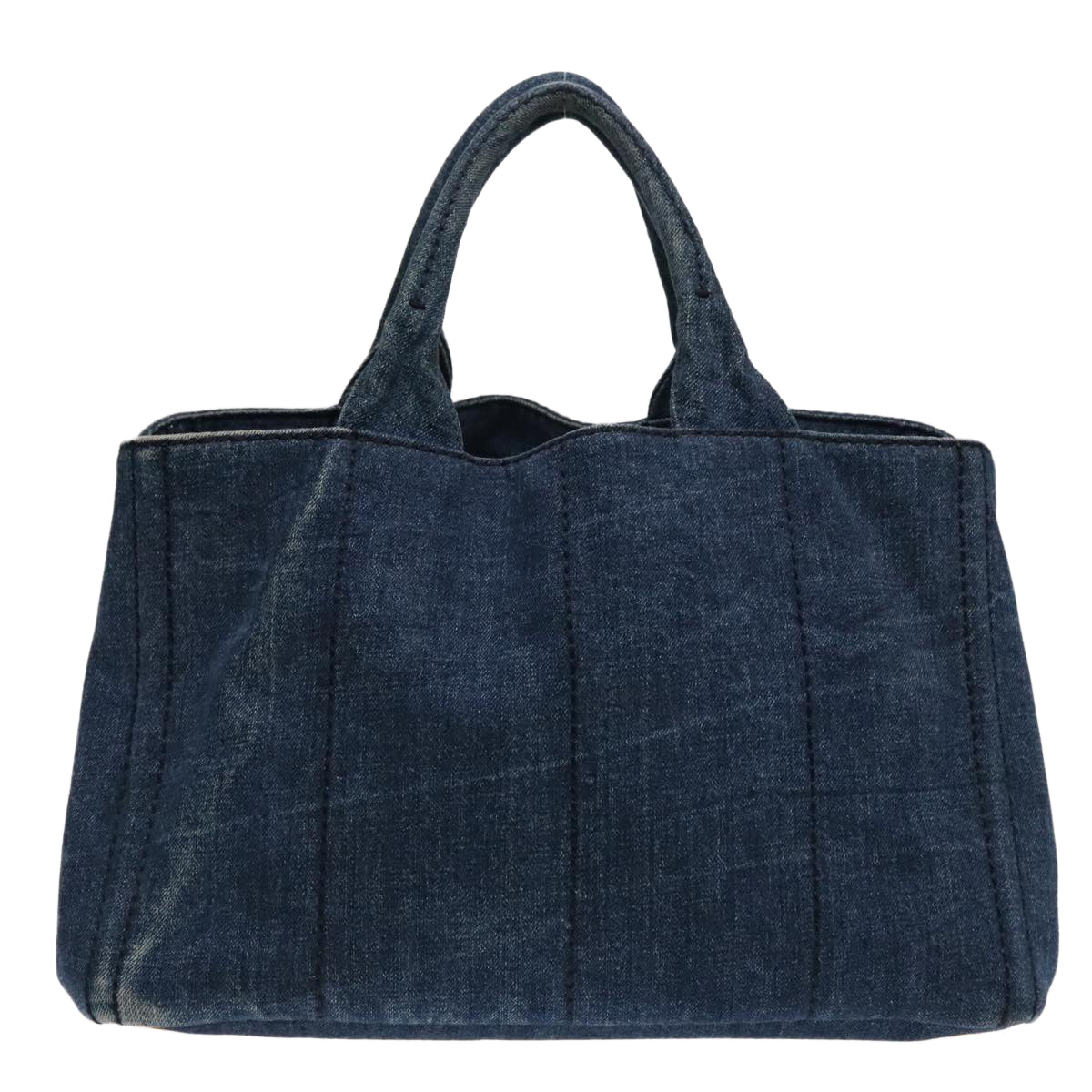 Luxury Prada Canapa MM Hand Bag Denim Blue Gold  90567