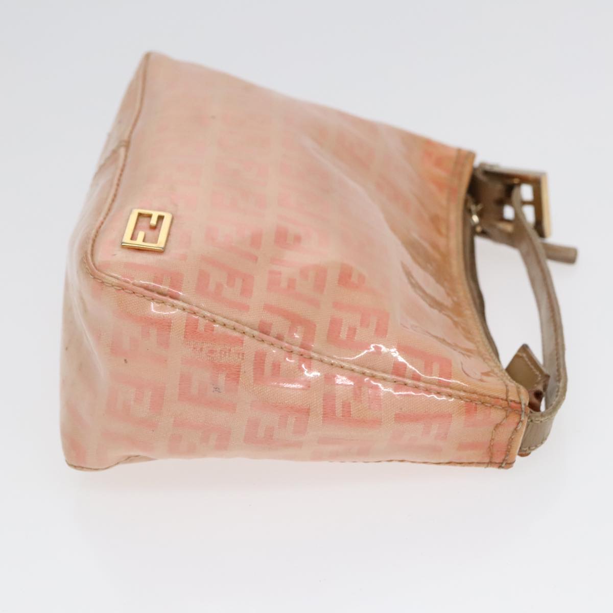 Luxury Fendi Zucchino Canvas Hand Bag Enamel Orange Gold90583