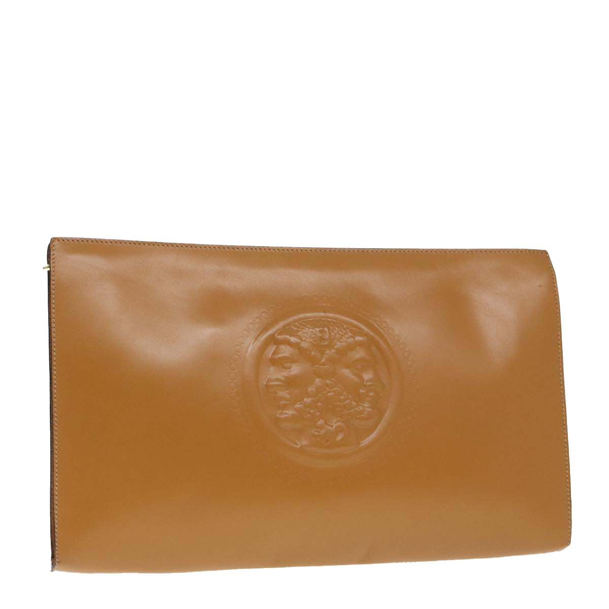 Luxury Fendi Document Case Clutch Bag Leather Brown Gold90585