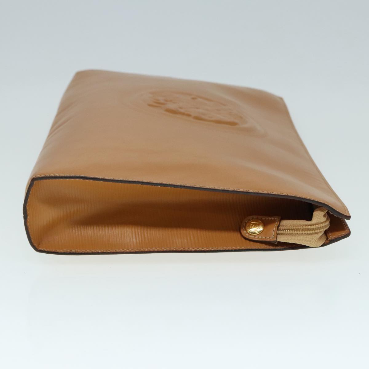 Luxury Fendi Document Case Clutch Bag Leather Brown Gold90585