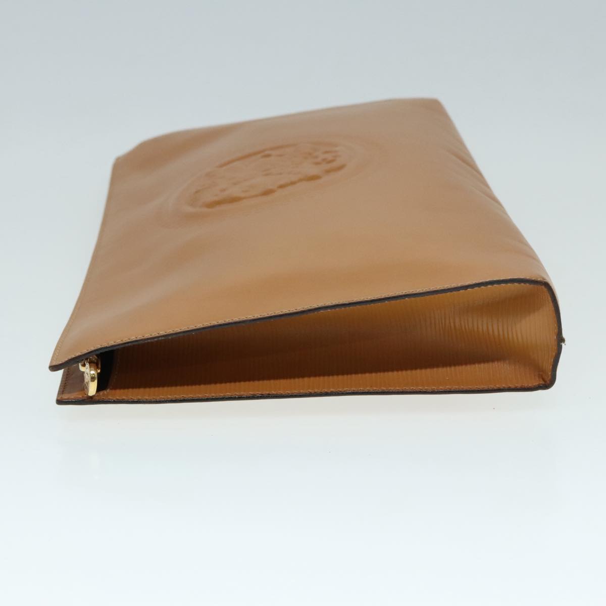 Luxury Fendi Document Case Clutch Bag Leather Brown Gold90585