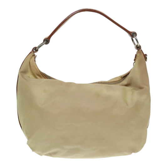Luxury Prada Shoulder Bag Nylon Leather Beige Silver  90608