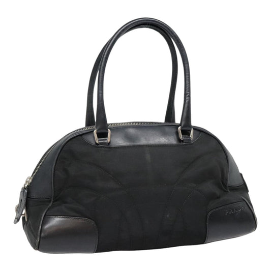 Luxury Prada Hand Bag Nylon Leather Black Silver  90633