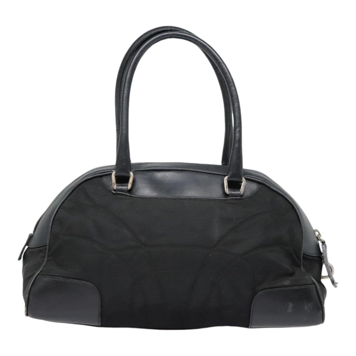 Luxury Prada Hand Bag Nylon Leather Black Silver  90633
