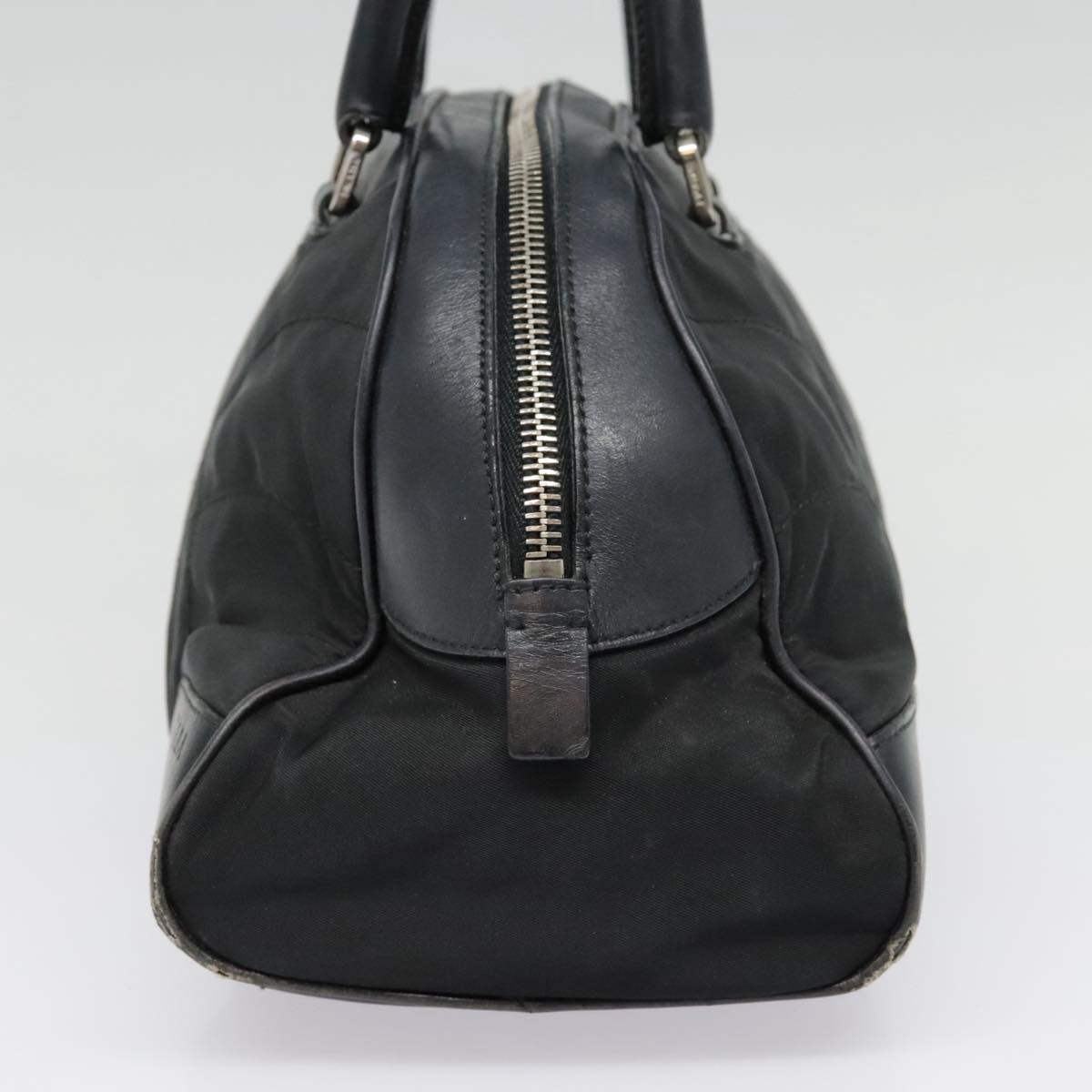 Luxury Prada Hand Bag Nylon Leather Black Silver  90633