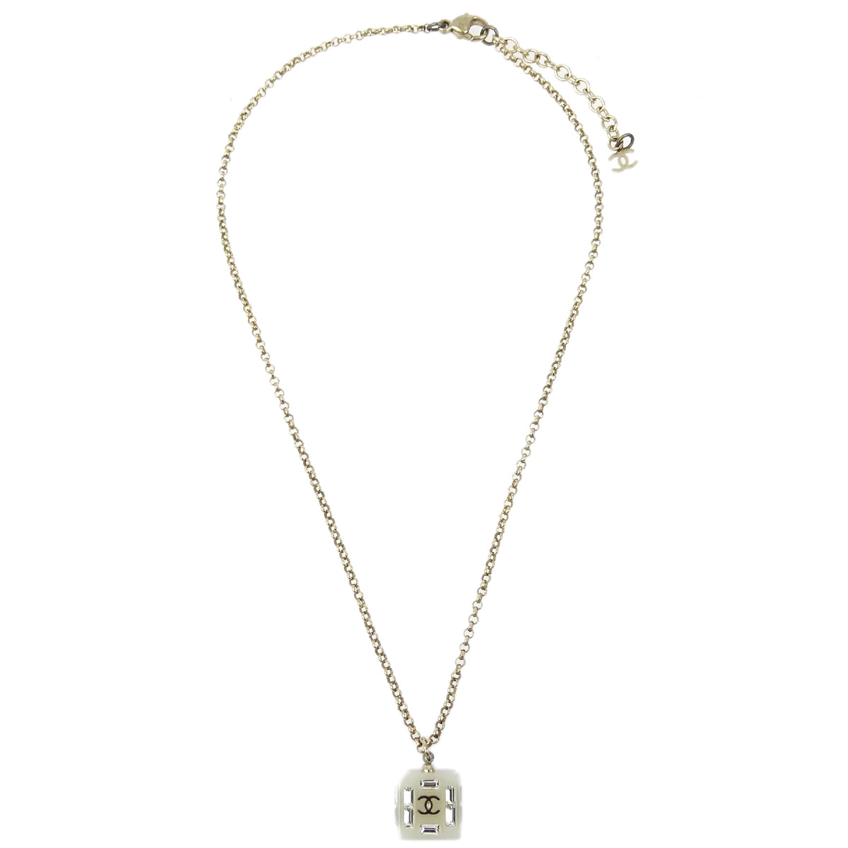 Chanel Gold Chain Pendant Necklace Rhinestone 08P