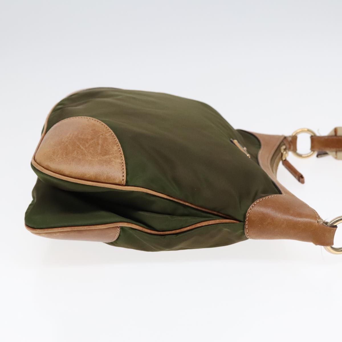 Luxury Prada Shoulder Bag Nylon Green Gold  90748