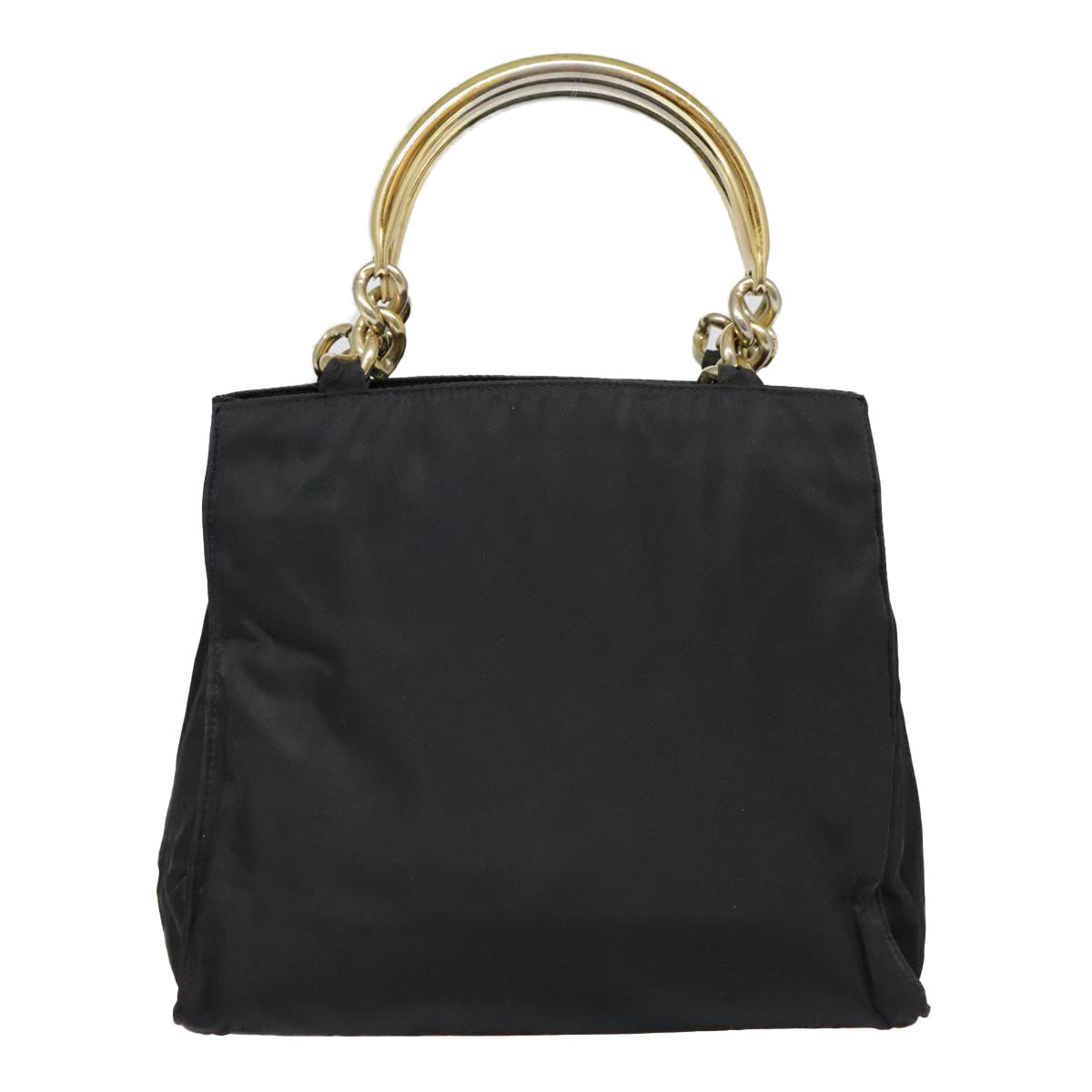 Luxury Prada Hand Bag Nylon Black Gold  90752