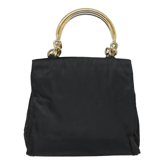 Luxury Prada Hand Bag Nylon Black Gold  90752