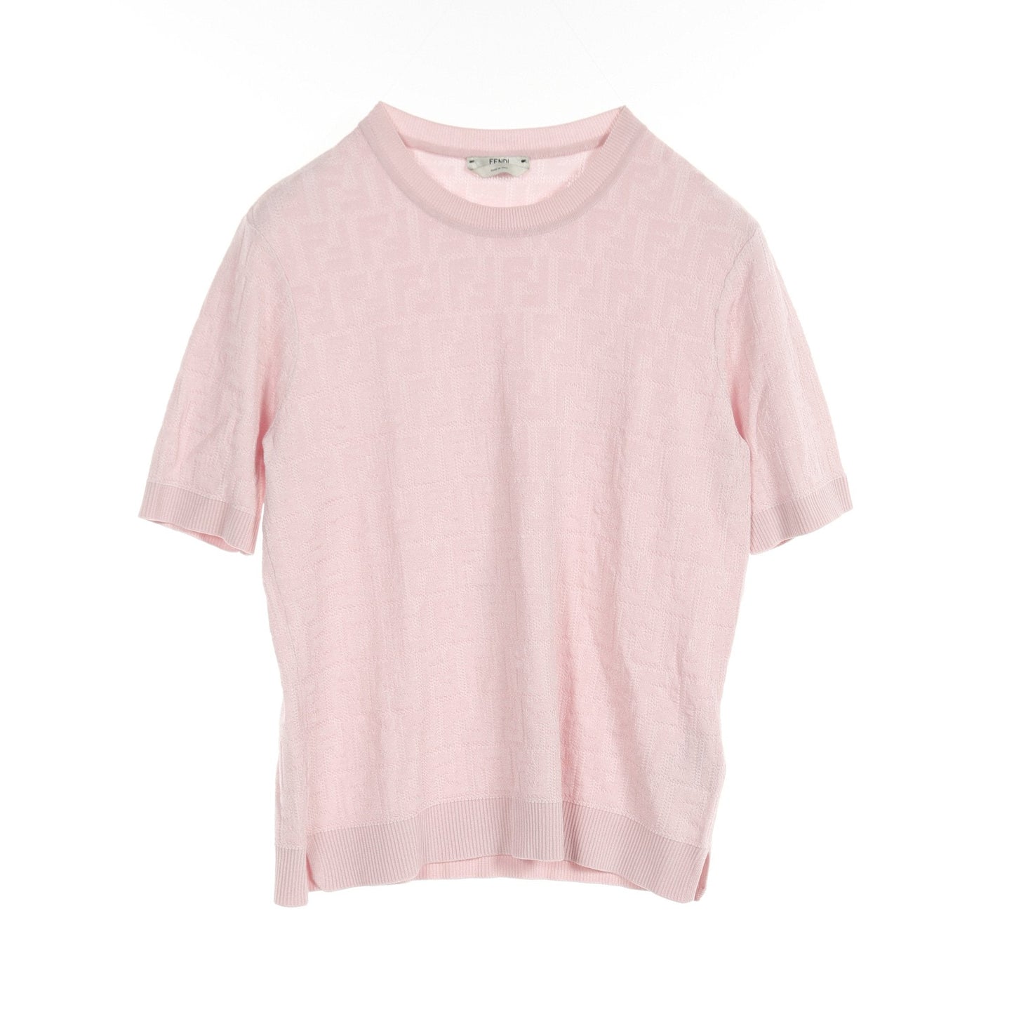 Luxury Fendi FF pattern Knit Short sleeve Cotton Rayon Pink