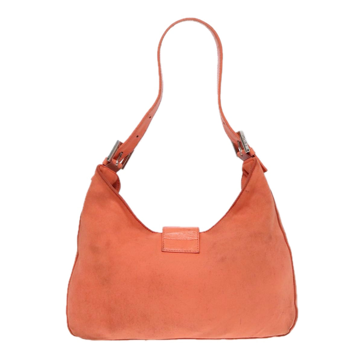 Luxury Fendi Mamma Baguette Shoulder Bag Nylon Orange Silver90787