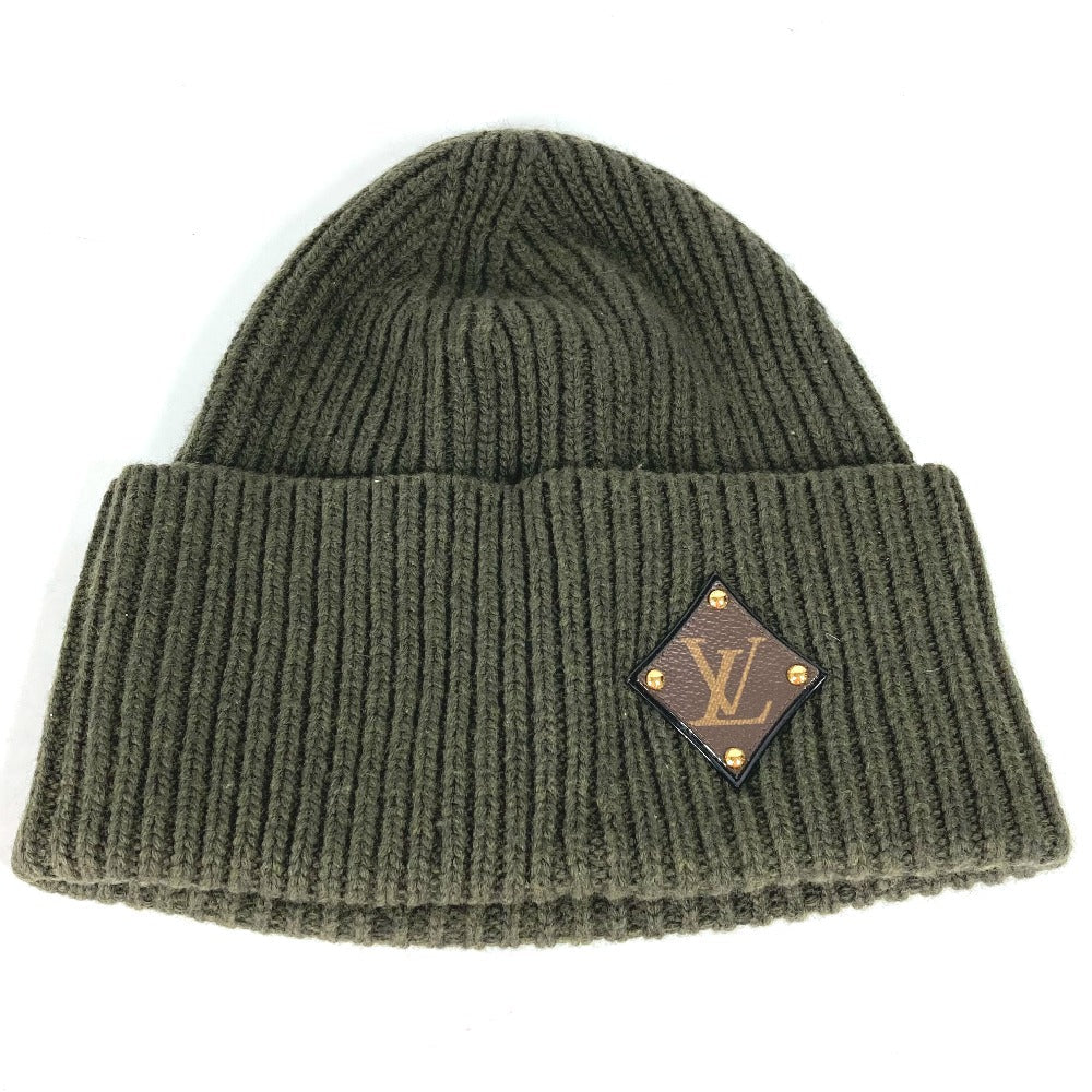 LOUIS VUITTON Knit hat M77289 wool khaki Monogram Beanie - LV