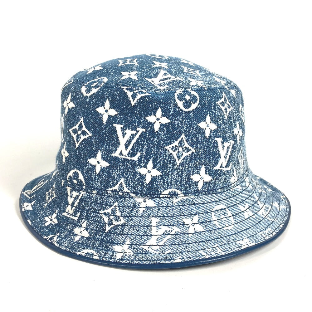 LOUIS VUITTON hat M77435 Polyamide, Cotton blue Monogram denim Bucket hat denim