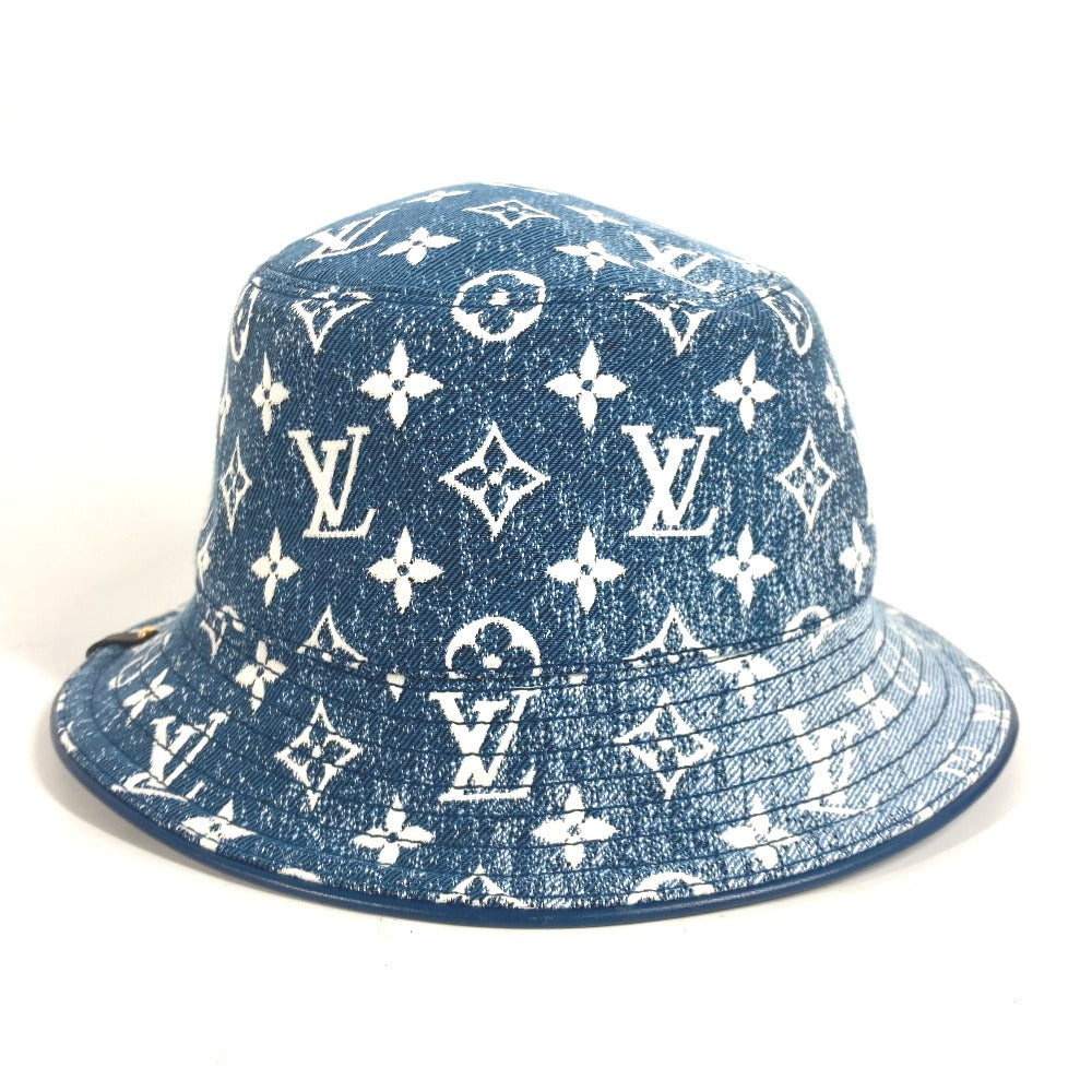 LOUIS VUITTON hat M77435 Polyamide, Cotton blue Monogram denim Bucket hat denim