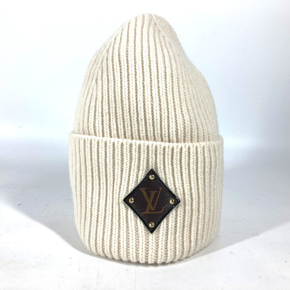 LOUIS VUITTON Knit hat M76707 wool white monogram emblem Bonnet LV Beanie
