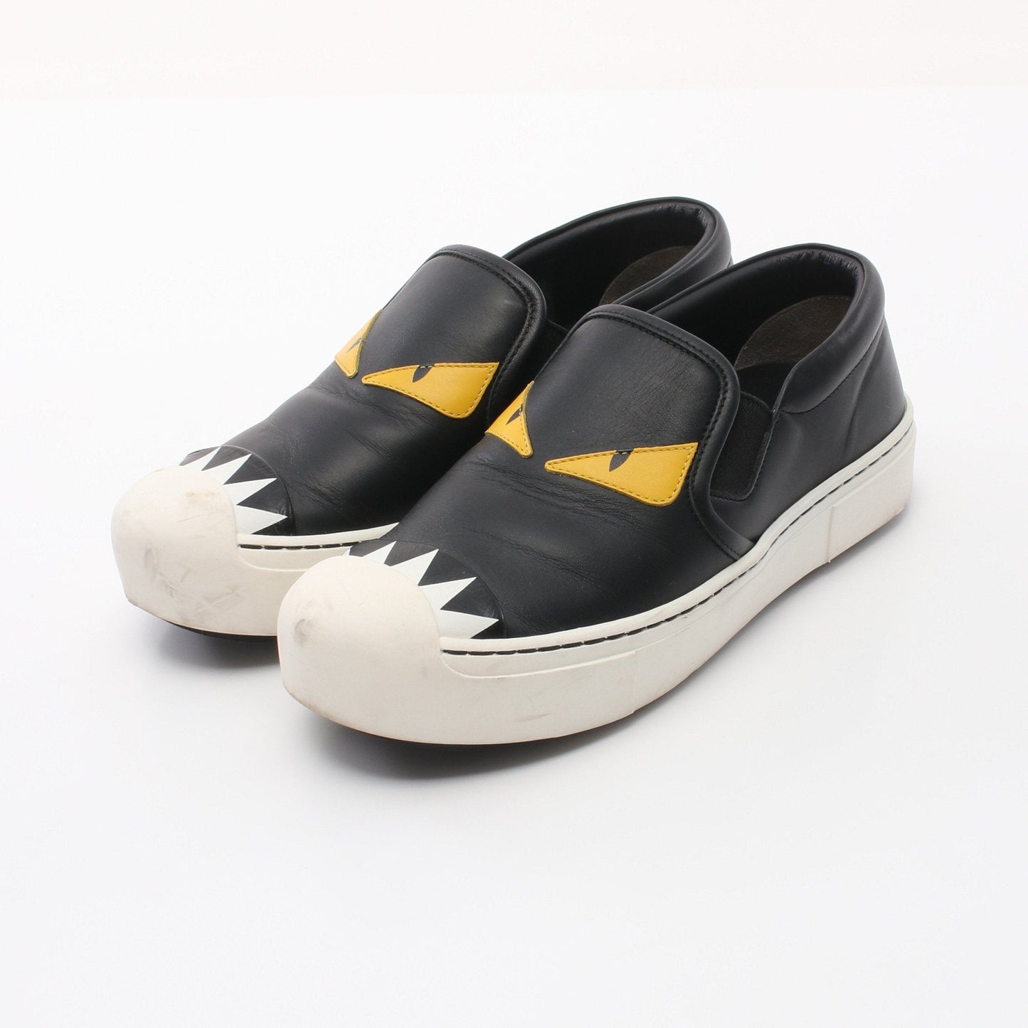 Luxury Fendi BAG BUG SLIP-ON Monster Slip-ons Leather Black Yellow White