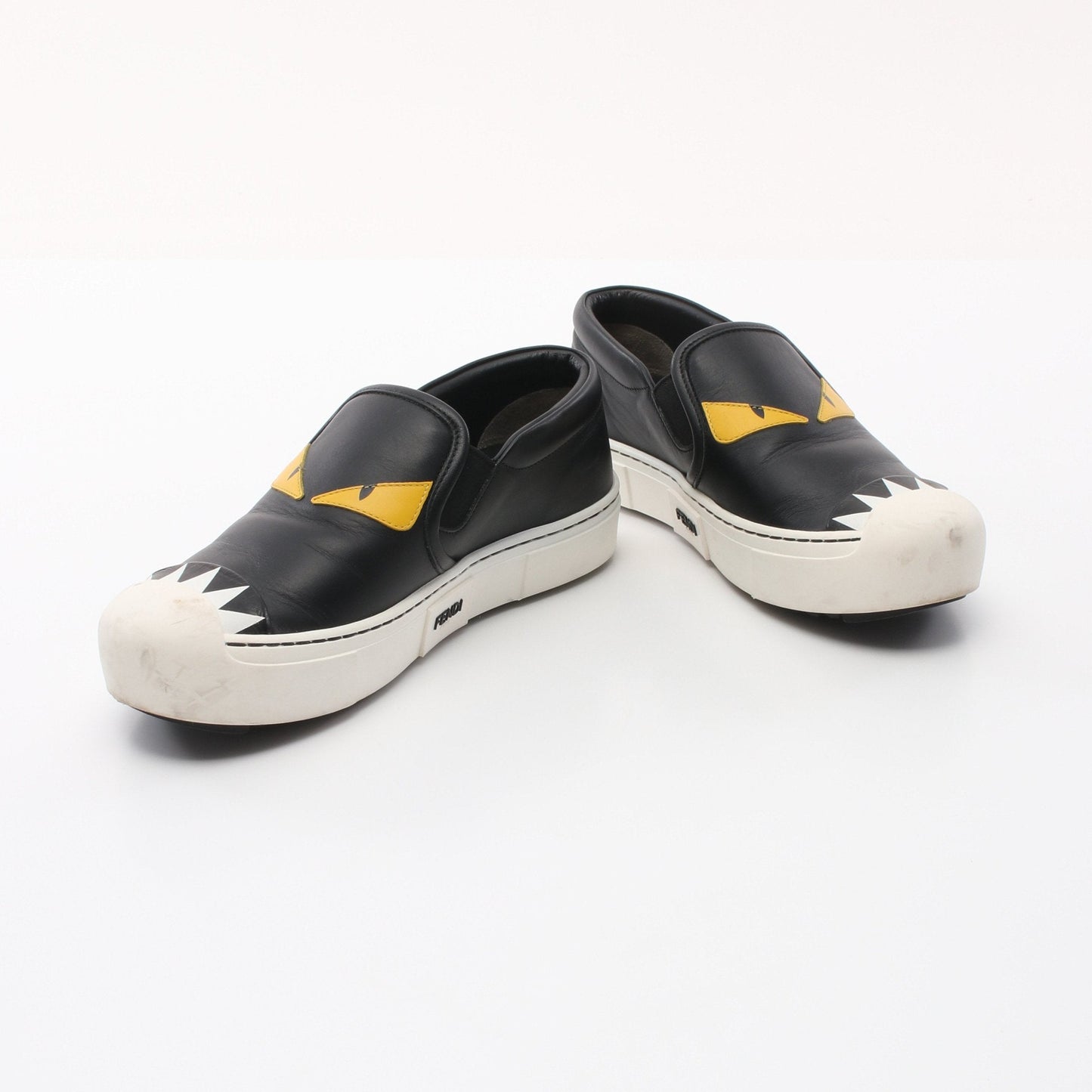 Luxury Fendi BAG BUG SLIP-ON Monster Slip-ons Leather Black Yellow White