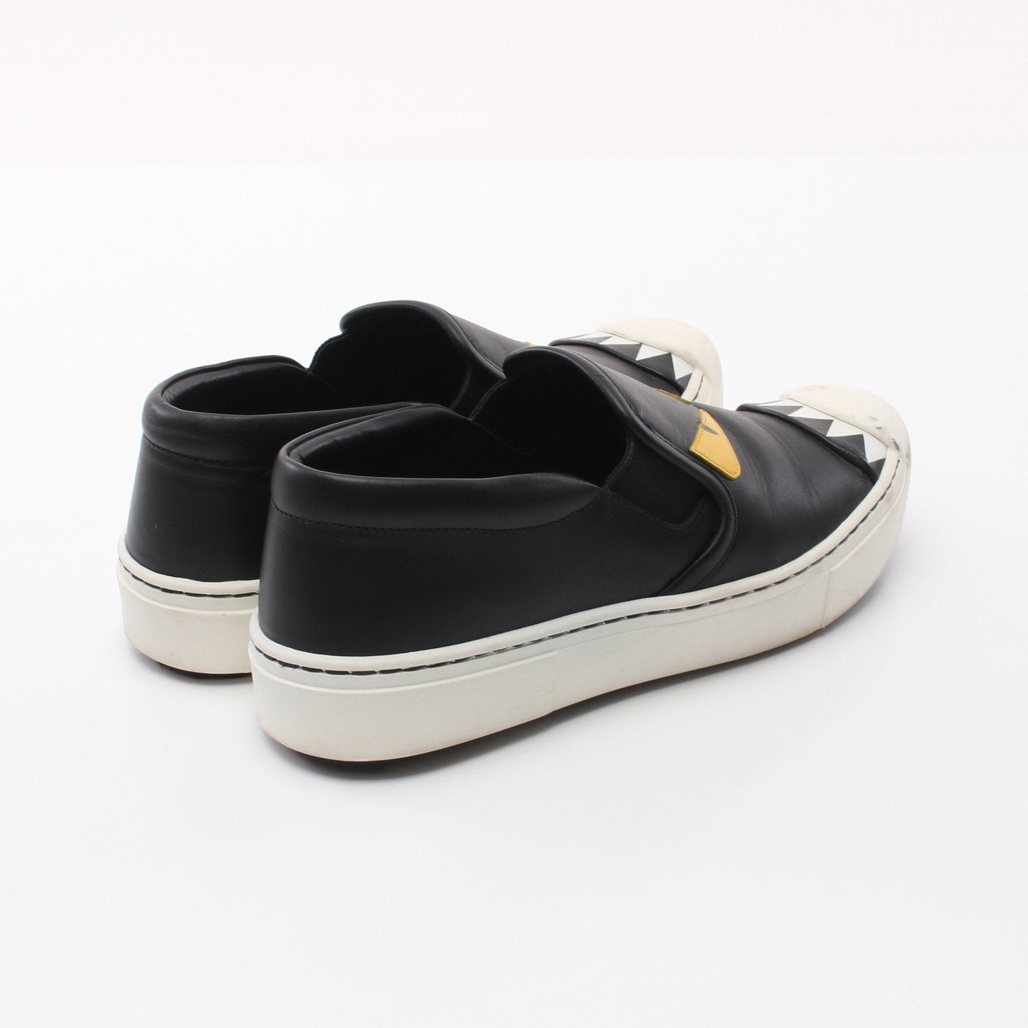 Luxury Fendi BAG BUG SLIP-ON Monster Slip-ons Leather Black Yellow White