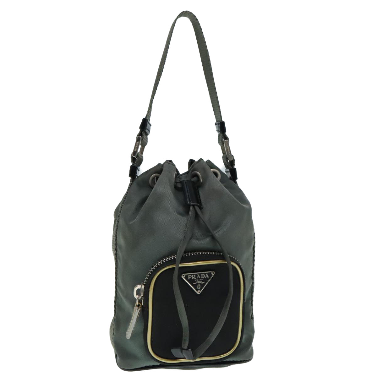 Luxury Prada Hand Bag Nylon Gray Silver  90824