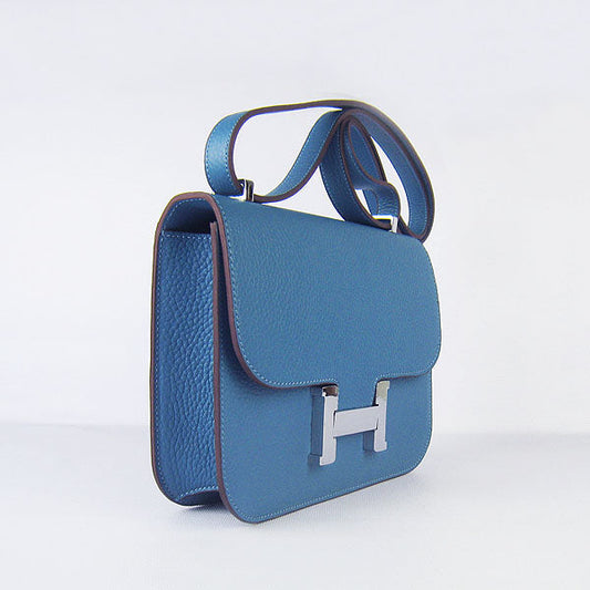 Luxury Hermes Constance Cowskin Leather Bag H017 blue silver