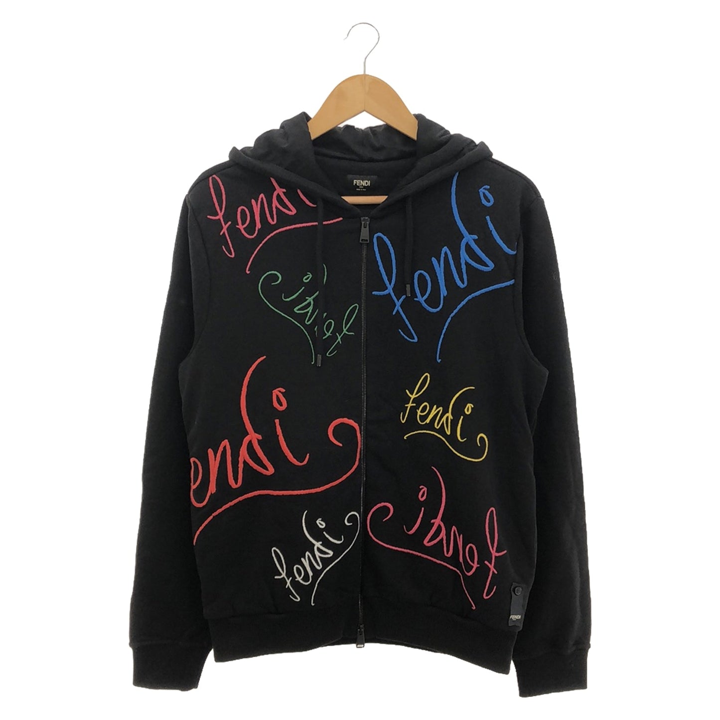 Luxury Fendi Zip up Hoodie Parker Cotton Black