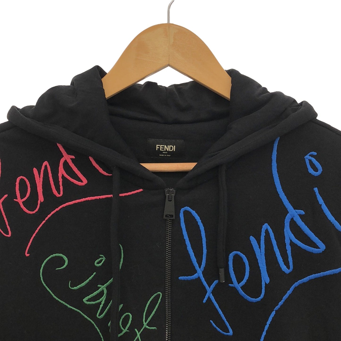 Luxury Fendi Zip up Hoodie Parker Cotton Black
